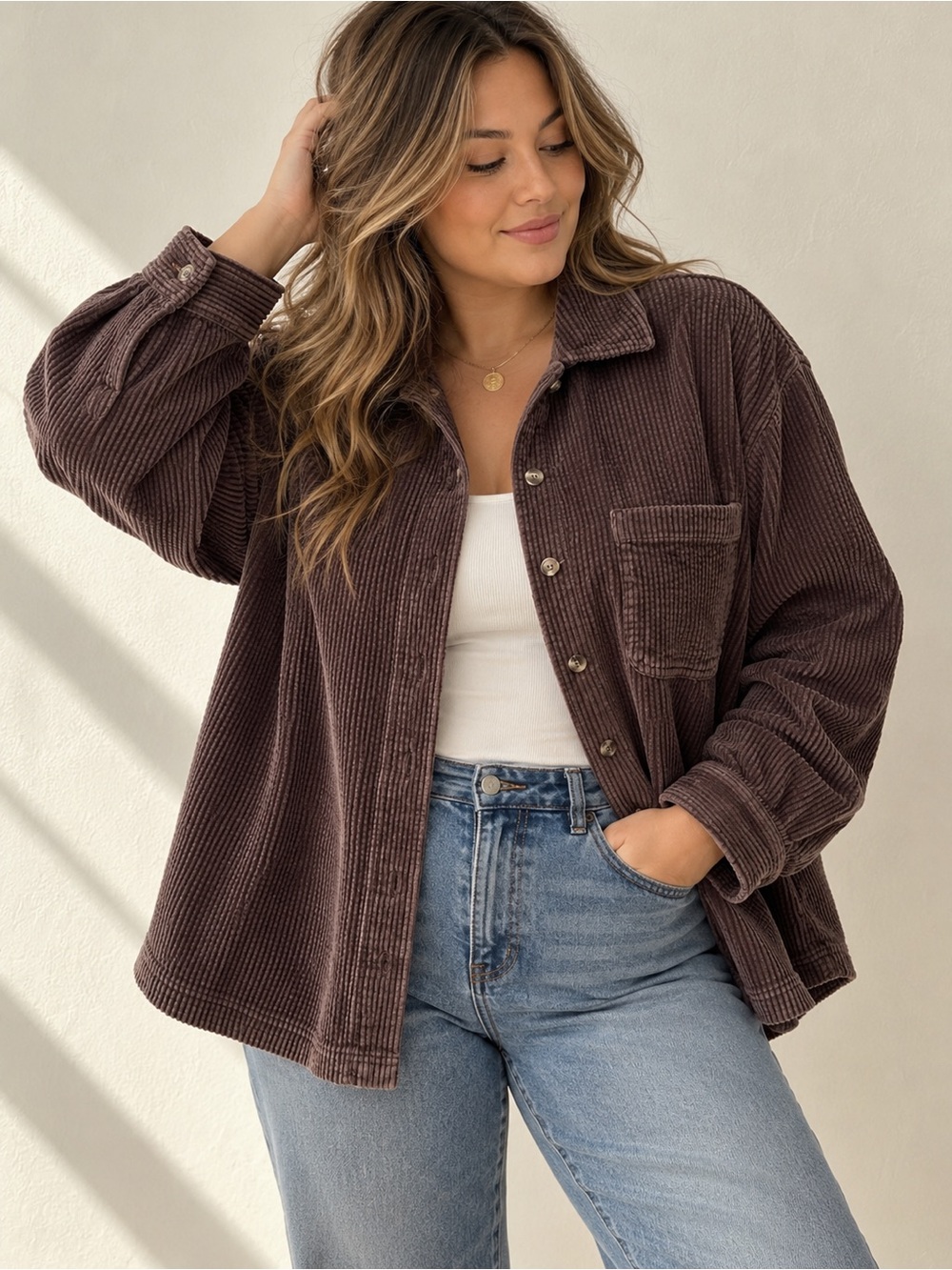 L.L.Bean Brown Corduroy Shirt Jacket Y2K 90s Inspired Outdoorsy Gorpcore